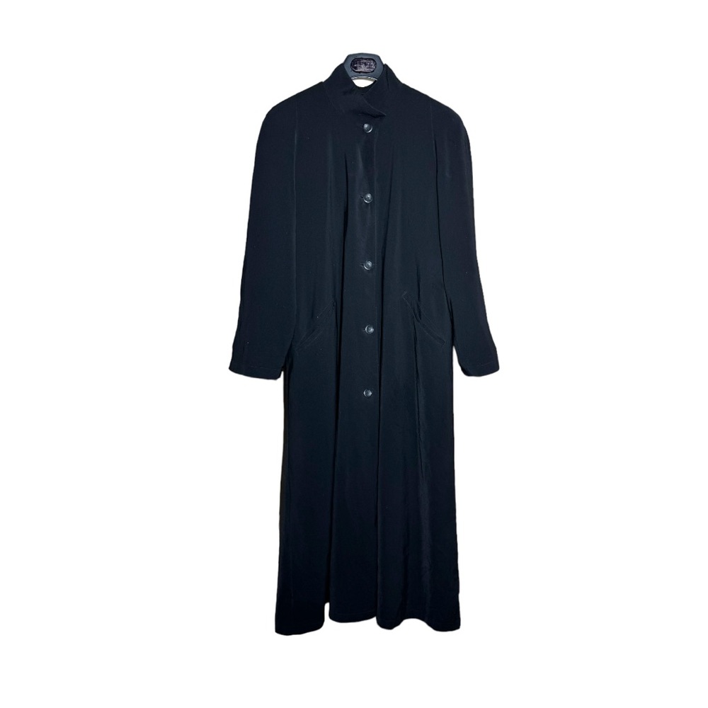 Fleet Street Trench Coat Size 10 Black Goth Lined Button Classic Raincoat Staple